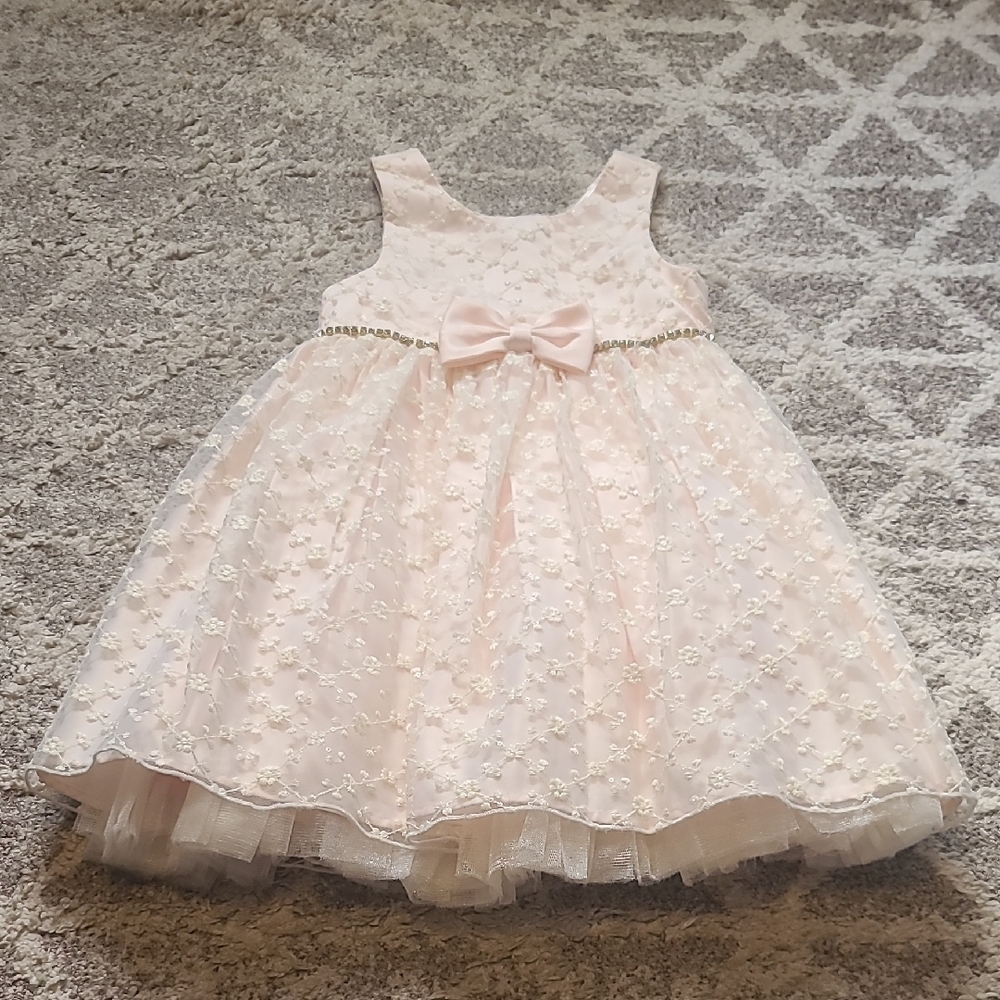 2 for $75 - American Princess Girls 4 Pink Dress with Lace & Embroidered Flowers
